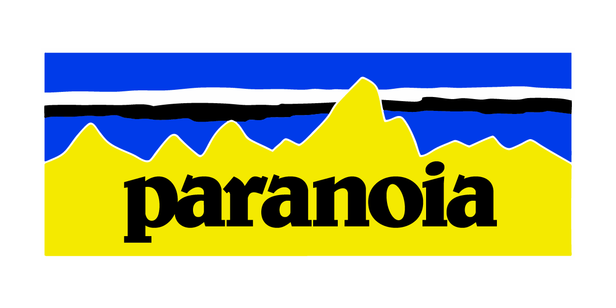 Logo with 'paranoia' text on a blue and yellow background