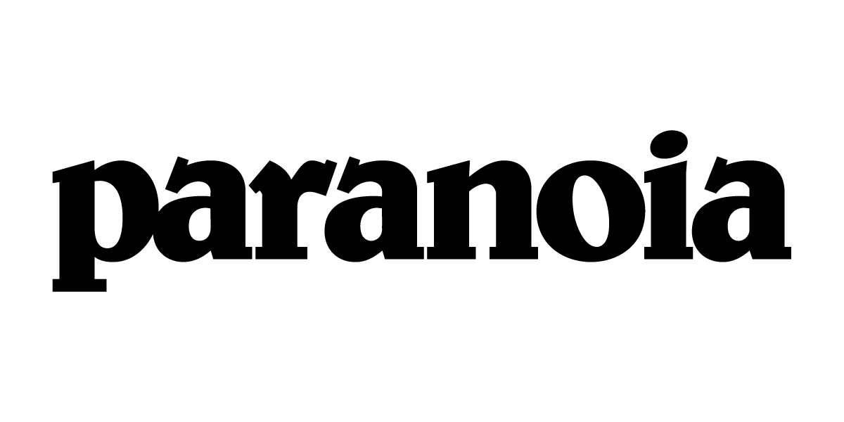 Black text 'paranoia' on a white background