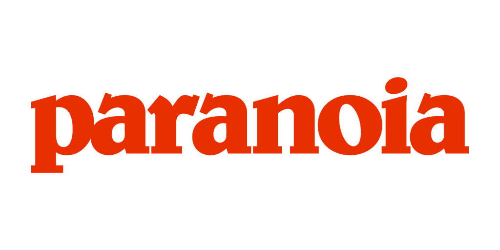 Red word 'paranoia' on a white background